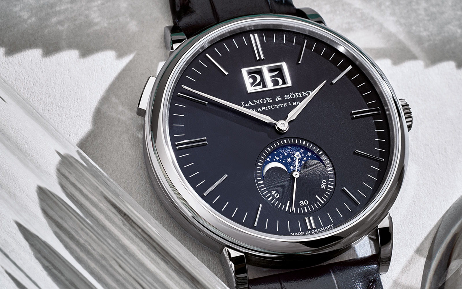 The A. Lange S hne Saxonia Moon Phase White Gold Black Dial