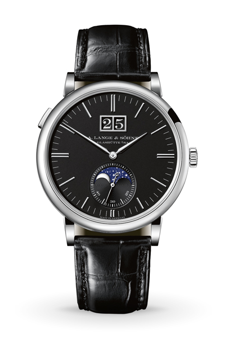 The A. Lange & Söhne Saxonia Moon Phase | White Gold | Black Dial ...