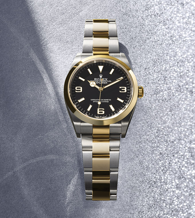 Rolex Explorer in Oystersteel and gold