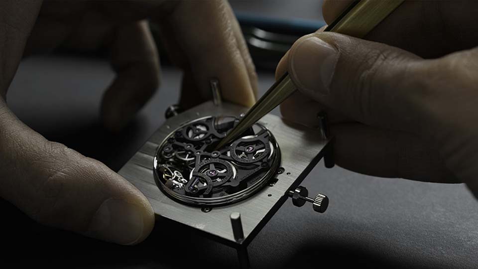 Panerai watchmaker working on a Panerai movement