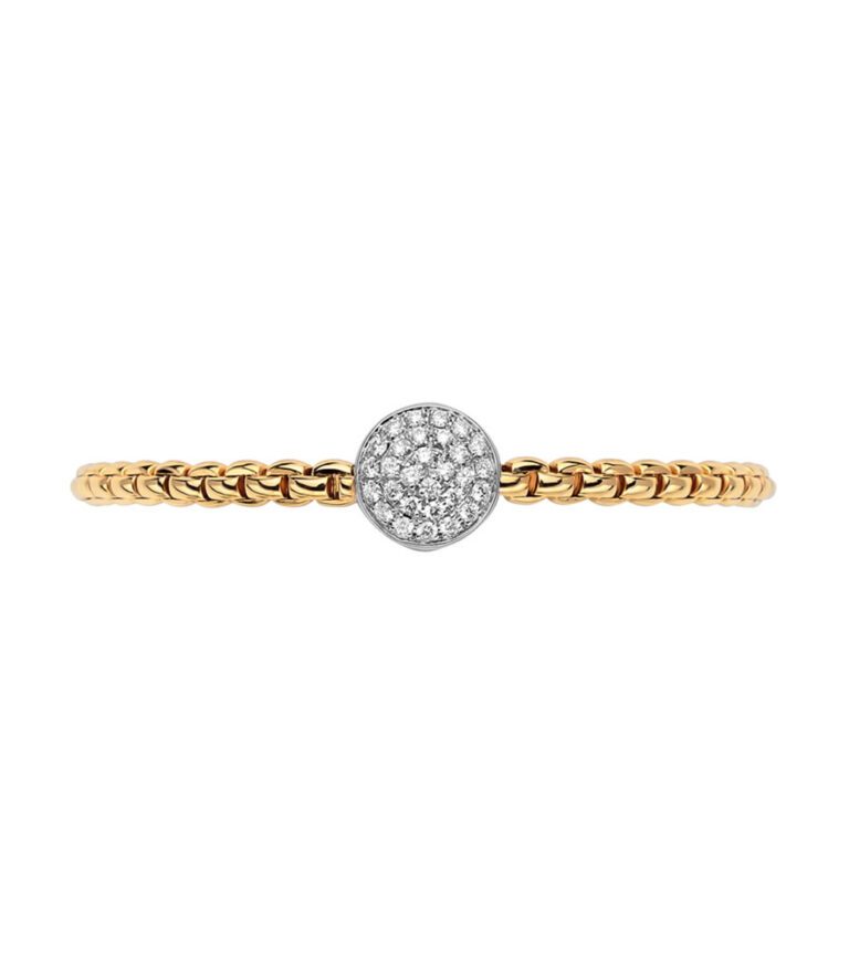 Eka Tiny Yellow Gold Round Diamond Station Bracelet