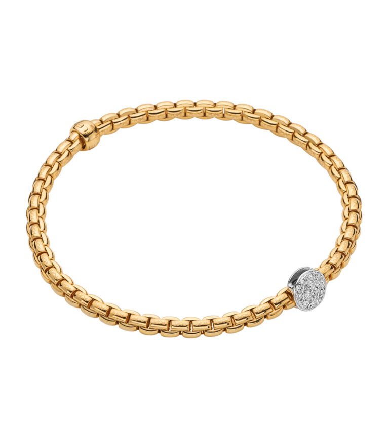 Eka Tiny Yellow Gold Round Diamond Station Bracelet