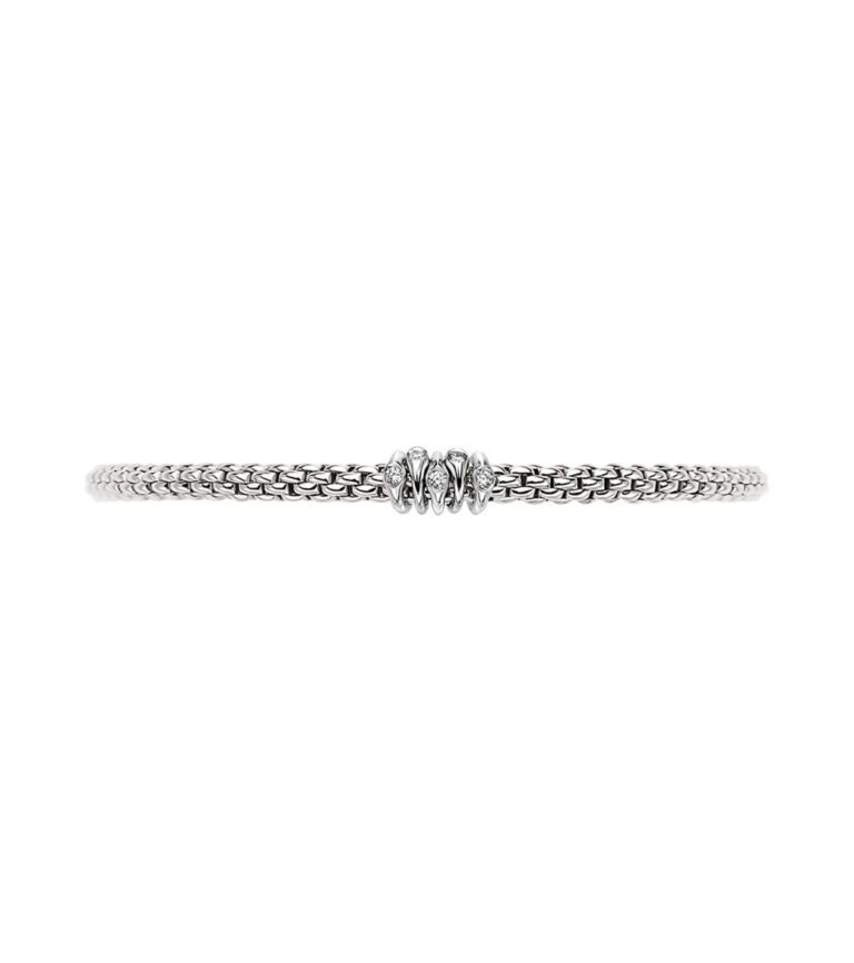 Prima White Gold Dew Drop Diamond Rondel Station Bracelet