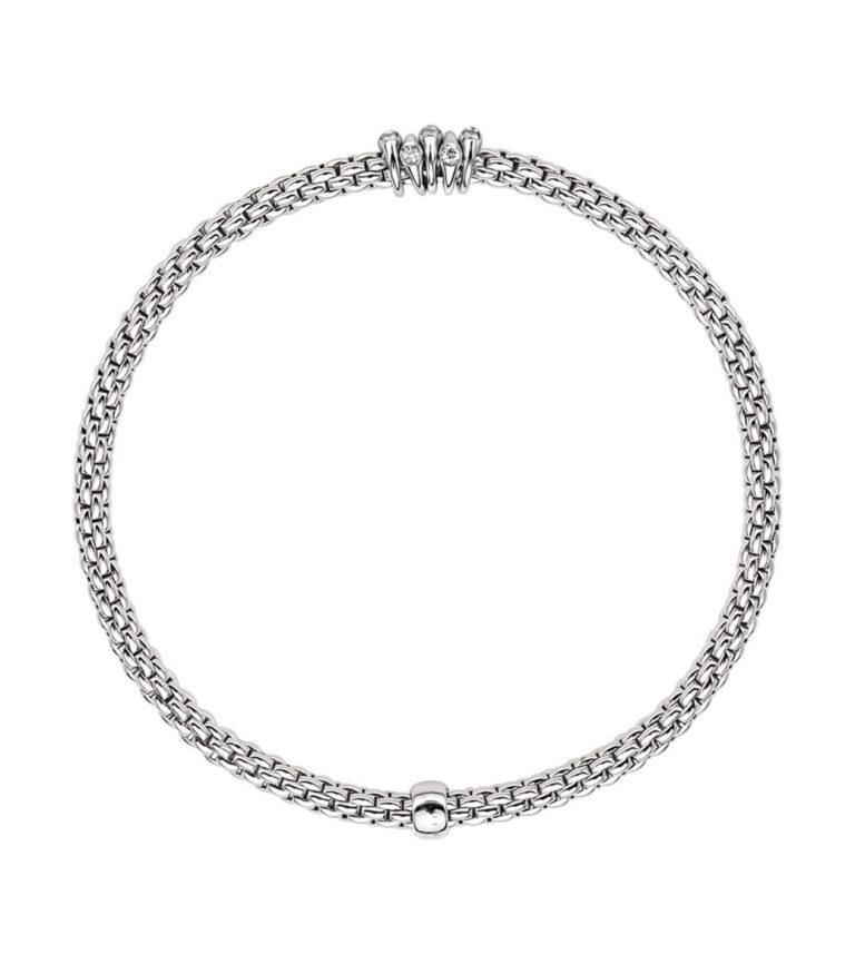 Prima White Gold Dew Drop Diamond Rondel Station Bracelet