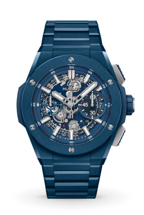 HUBLOT Big Bang Integral Blue Indigo Ceramic 451.EX.5123.EX Shop HUBLOT now in Melbourne Airport, Perth, Sydney and Sydney Barangaroo.