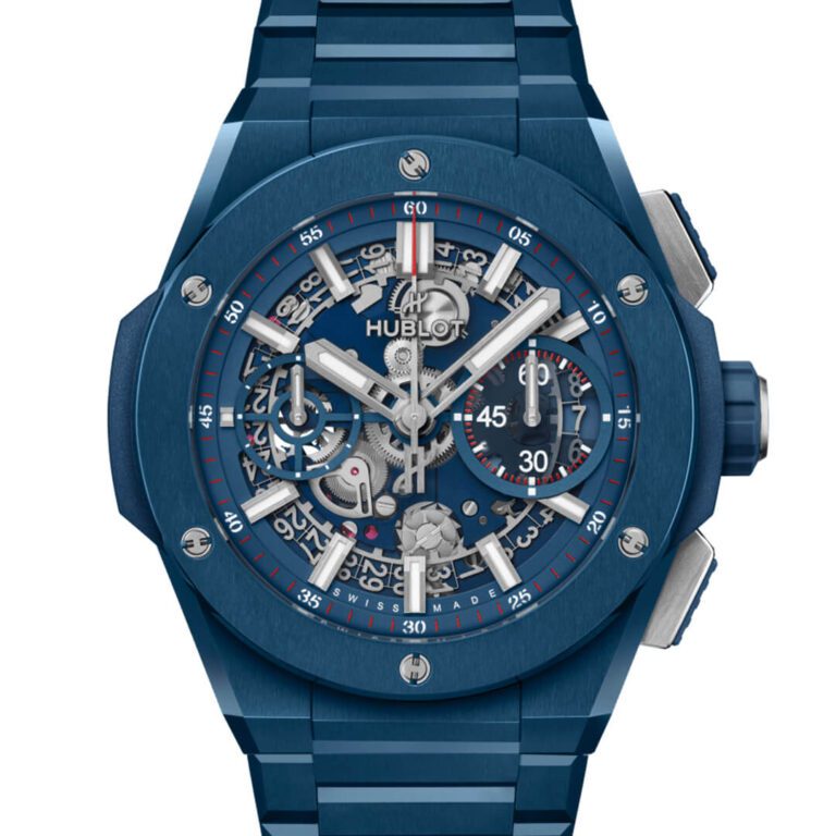 HUBLOT Big Bang Integral Blue Indigo Ceramic 451.EX.5123.EX Shop HUBLOT now in Melbourne Airport, Perth, Sydney and Sydney Barangaroo.