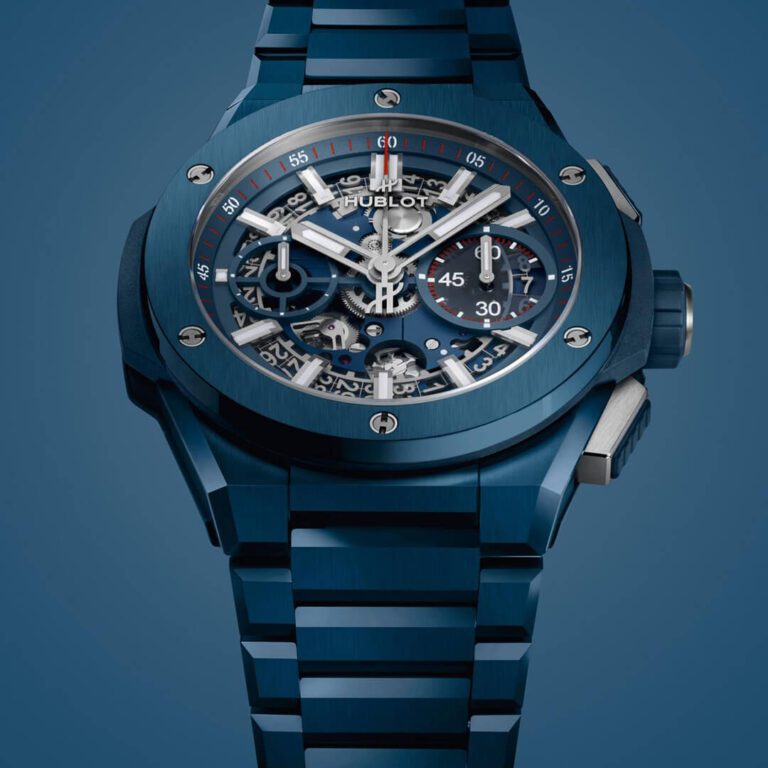 HUBLOT Big Bang Integral Blue Indigo Ceramic 451.EX.5123.EX Shop HUBLOT now in Melbourne Airport, Perth, Sydney and Sydney Barangaroo.