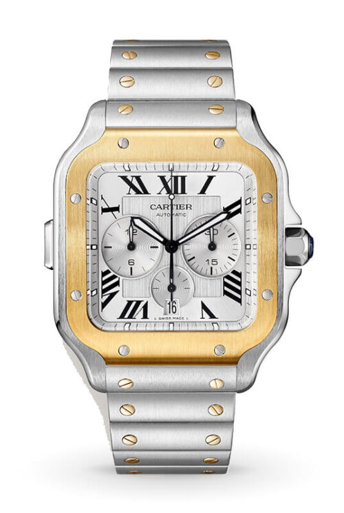 Santos De Cartier Chronograph Watch W2SA0008 Shop Cartier at Watches of Switzerland Canberra, Melbourne, Melbourne International Airport, Perth, Sydney, Sydney Barangaroo and Online.