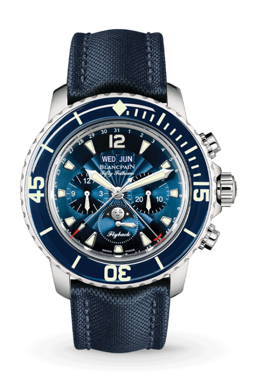 Blancpain Fifty Fathoms Fifty Fathoms Chronographe Flyback Quantième Complet - 5066F-1140-52B Shop Blancpain at Watches of Switzerland Melbourne Airport, Perth and Sydney boutiques.