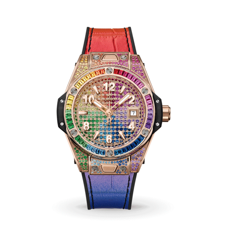 Hublot Big Bang One Click King Gold Rainbow 485.OX.9900.LR.0999 Shop HUBLOT now at Watches of Switzerland Perth, Sydney and Melbourne Airport.