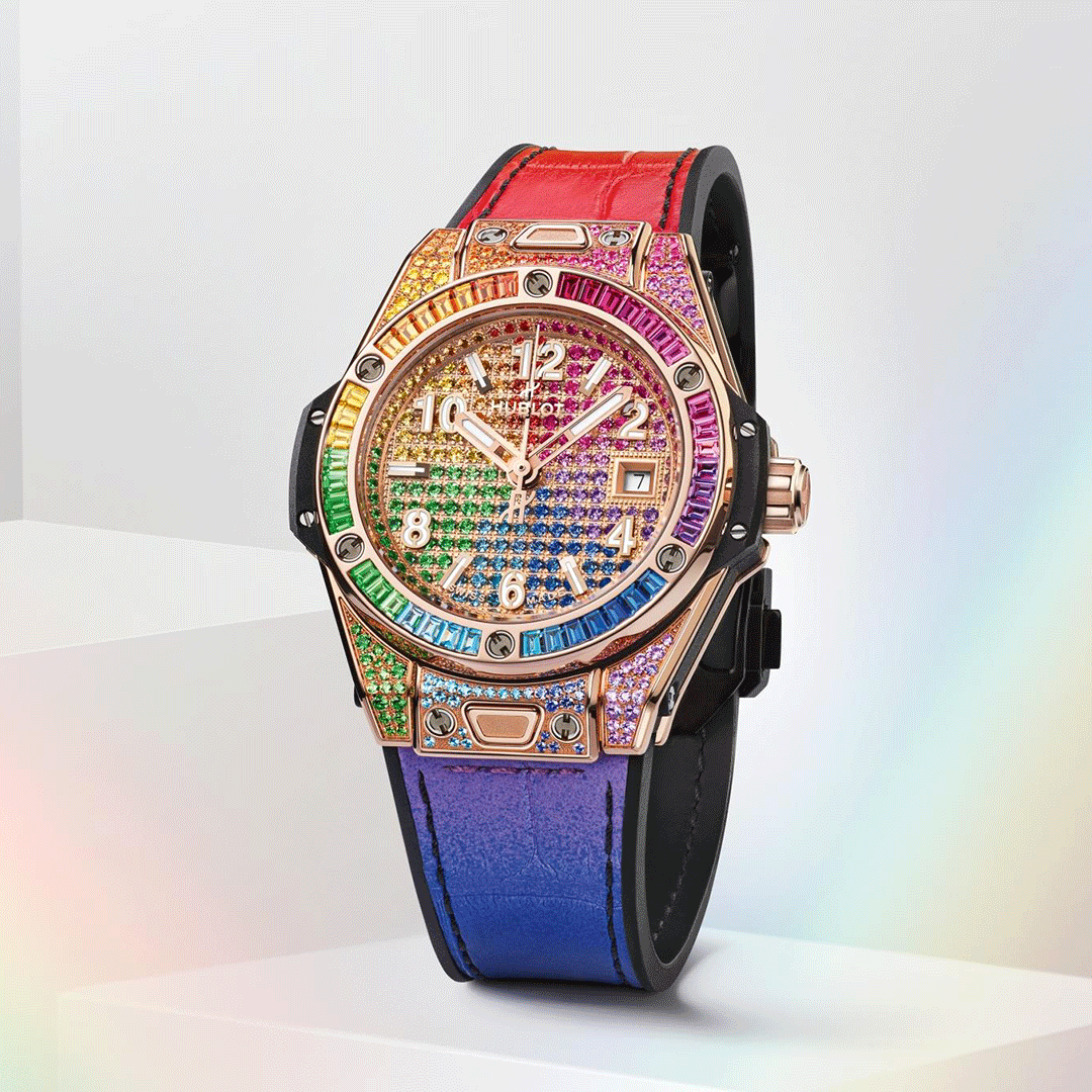 Hublot Big Bang One Click King Gold Rainbow 485.OX.9900.LR.0999 Shop HUBLOT now at Watches of Switzerland Perth, Sydney and Melbourne Airport.
