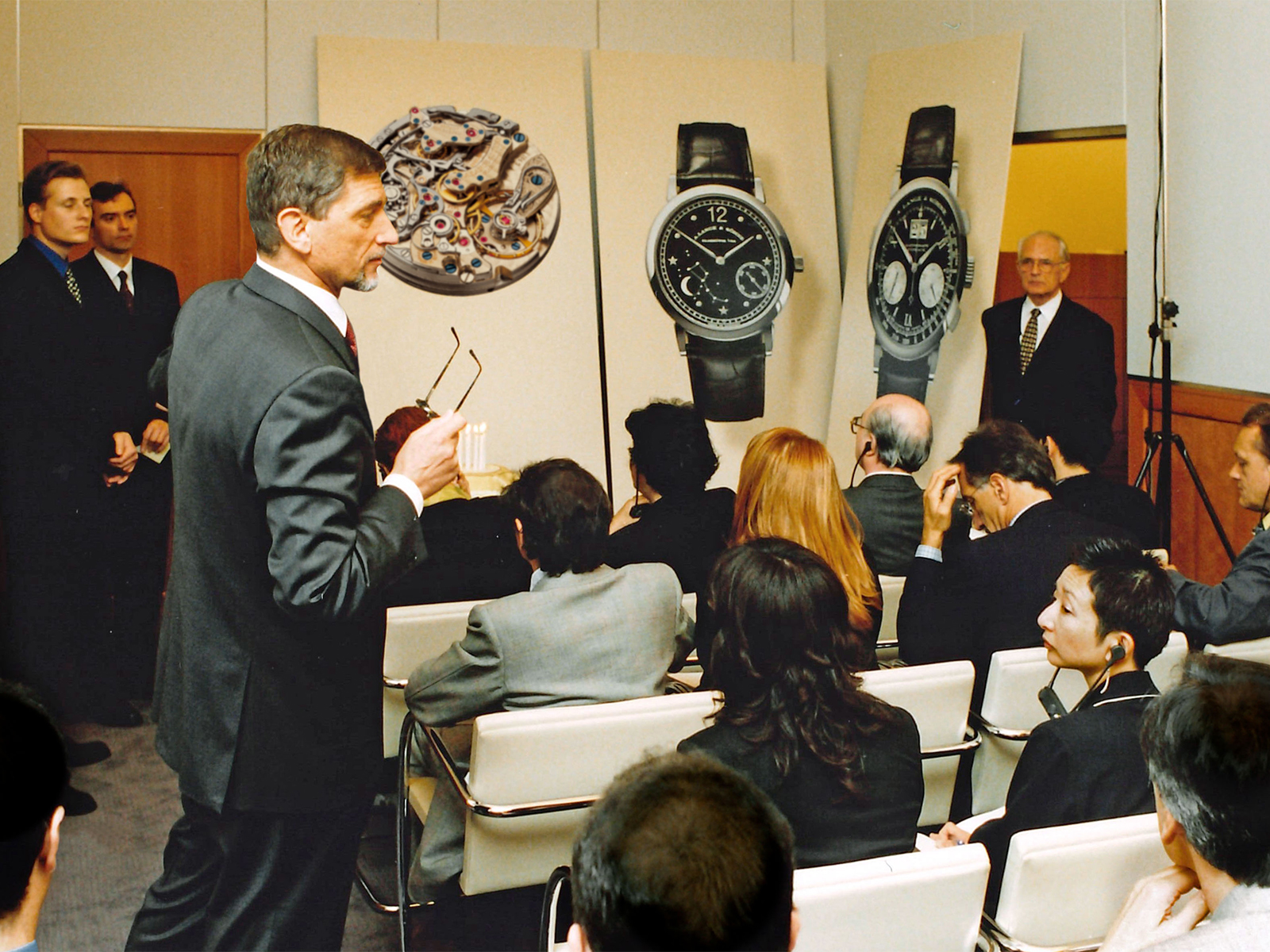 Günter Blümlein and Walter Lange present the DATOGRAPH at Baselworld 1999