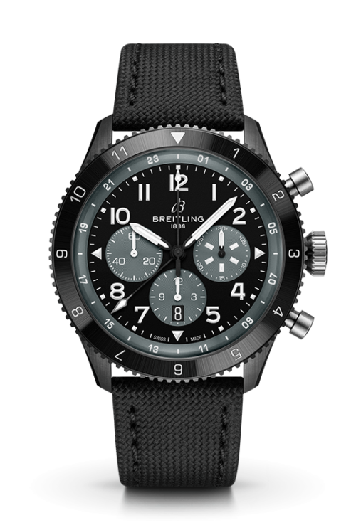 Breitling Classic AVI Chronograph GMT 46 Mosquito Night Fighter SB04451A1B1X1 Shop Breitling at Watches of Switzerland Perth, Canberra, Sydney, Sydney Barangaroo, Melbourne, Melbourne Airport and Online.