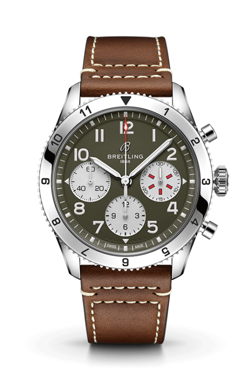 Breitling Classic AVI Chronograph 42 P-51 Curtiss Warhawk A233802A1L1X1 Shop Breitling at Watches of Switzerland Perth, Canberra, Sydney, Sydney Barangaroo, Melbourne, Melbourne Airport and Online.