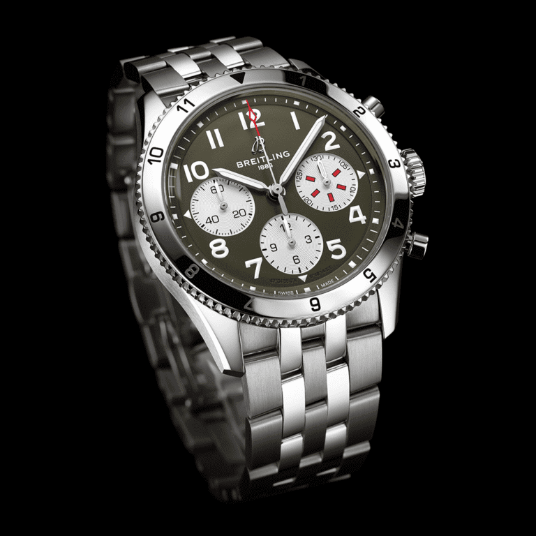 Breitling Classic AVI Chronograph 42 P-51 Curtiss Warhawk A233802A1L1A1 Shop Breitling at Watches of Switzerland Perth, Canberra, Sydney, Sydney Barangaroo, Melbourne, Melbourne Airport and Online.