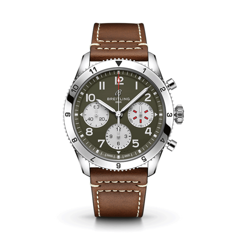 Breitling Classic AVI Chronograph 42 P-51 Curtiss Warhawk A233802A1L1X1 Shop Breitling at Watches of Switzerland Perth, Canberra, Sydney, Sydney Barangaroo, Melbourne, Melbourne Airport and Online.