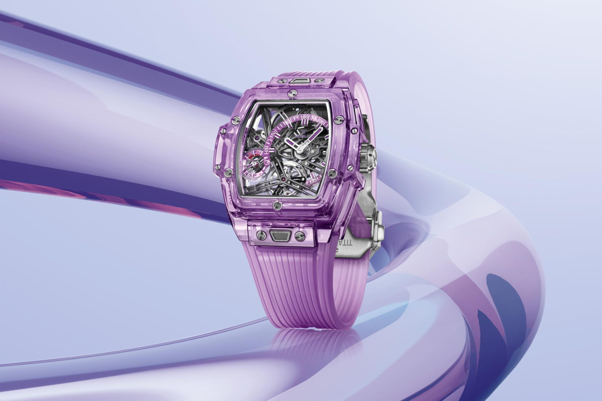 The Hublot Spirit Of Big Bang Tourbillon Purple Sapphire. Click here to enquire now.