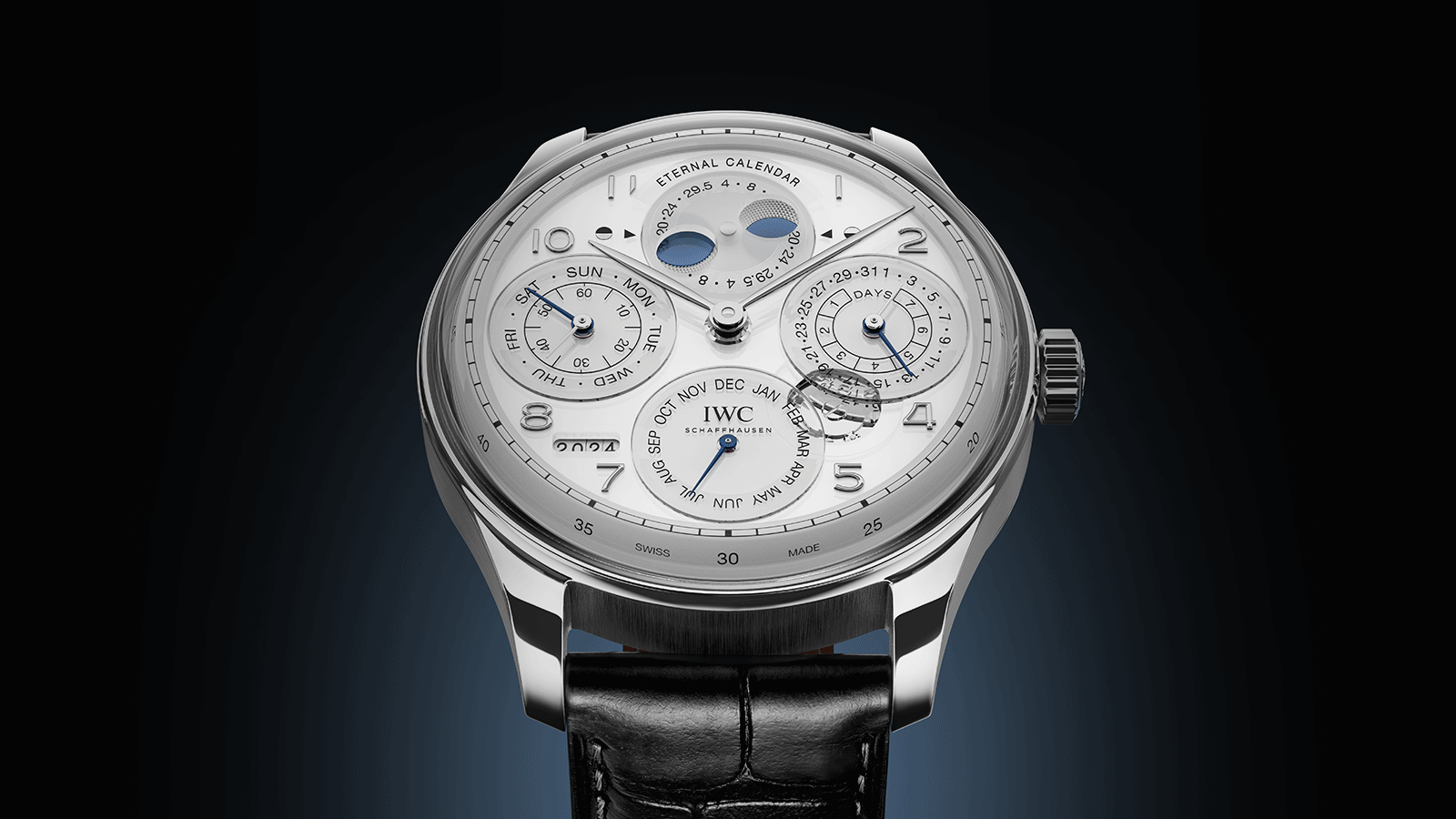 “A Tribute to Eternity” is the theme for IWC Schaffhausen’s 2024 Portugieser collection. It is a nod to IWC’s latest feat of engineering: the Portugieser Eternal Calendar. At the same time, it is a reference to the timeless character of the Portugieser."