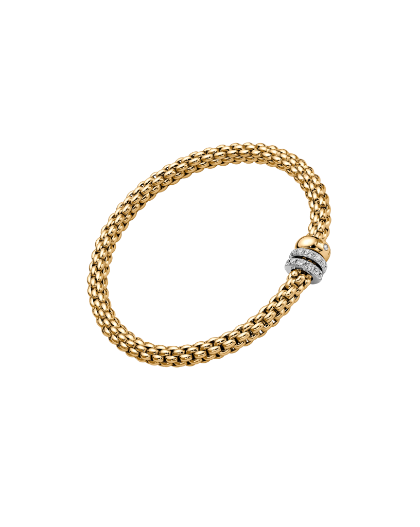 FOPE Solo Flex'it bracelet - three rondels and diamond pavé 62506BX_PB