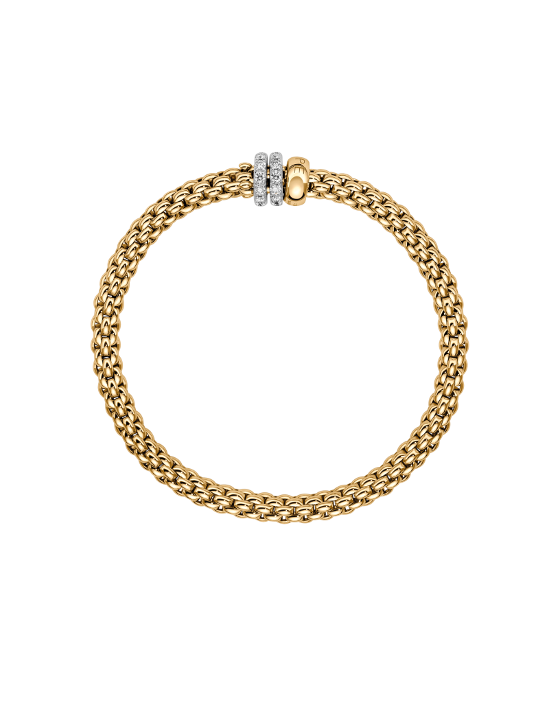 FOPE Solo Flex'it bracelet - three rondels and diamond pavé 62506BX_PB