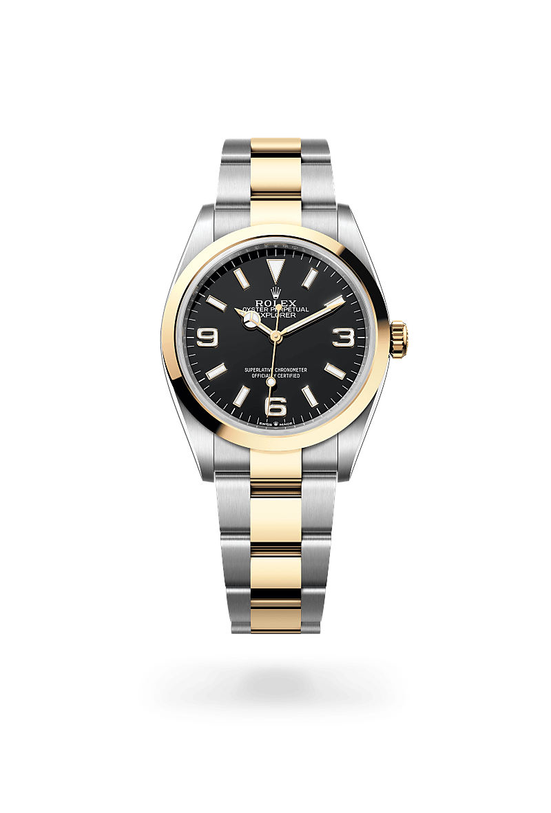 Rolex explorer in Yellow Rolesor - combination of Oystersteel and yellow gold, M124273-0001* - Watches of Switzerland