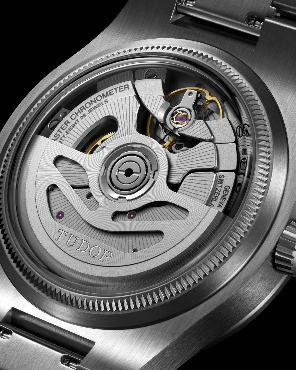 Open case back of the TUDOR Northflag revealing the Manufacture Calibre MT5652-U through sapphire crystal